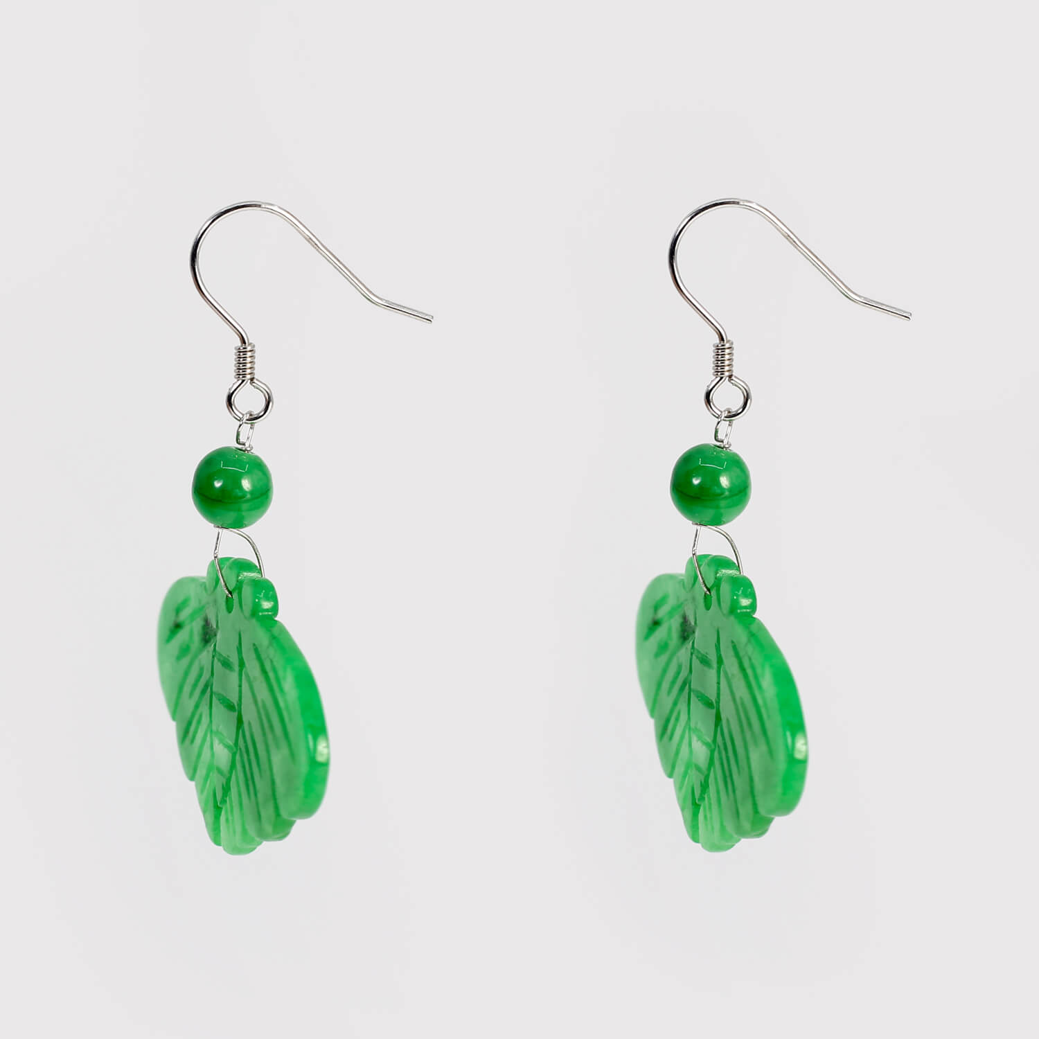 Green jade butterfly earrings